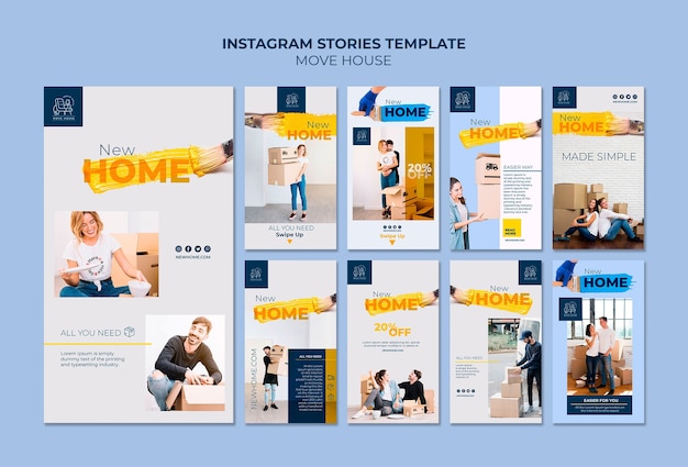 Free PSD instagram stories collection for home relocation services