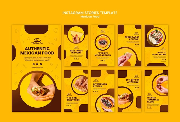 Free PSD instagram stories collection for mexican food restaurant