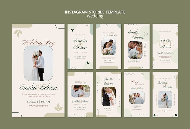 Free PSD instagram stories collection for wedding celebration