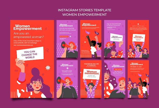 Free PSD instagram stories collection for women empowerment