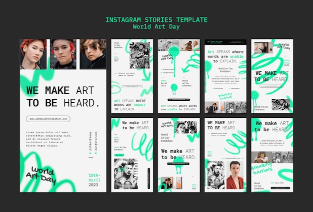 Free PSD instagram stories collection for world art day