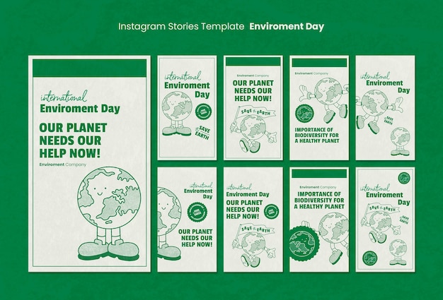 Free PSD instagram stories collection for world environment day celebration