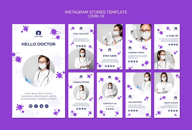 Free PSD instagram stories pack about covid19