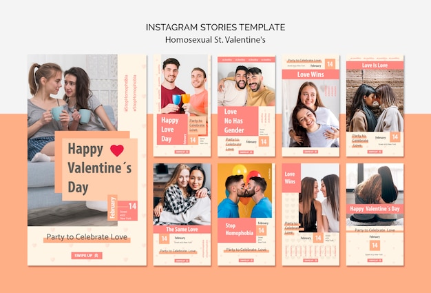 Instagram stories template for homosexual st. valentine's