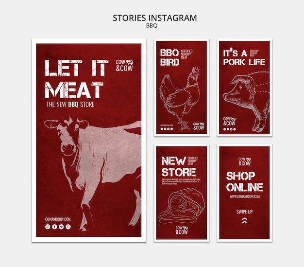 Free PSD instagram stories template with bbq