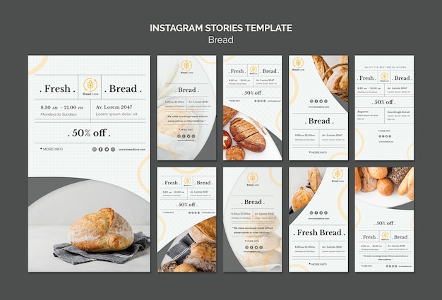 Free PSD instagram stories template with bread