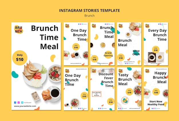 Free PSD instagram stories template with brunch concept