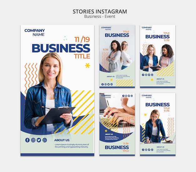 Free PSD instagram stories template with business woman concept