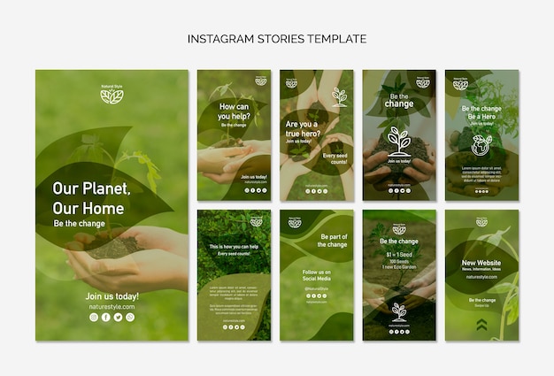 Instagram stories template with environment theme