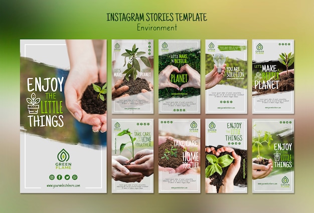 Free PSD instagram stories template with save the planet