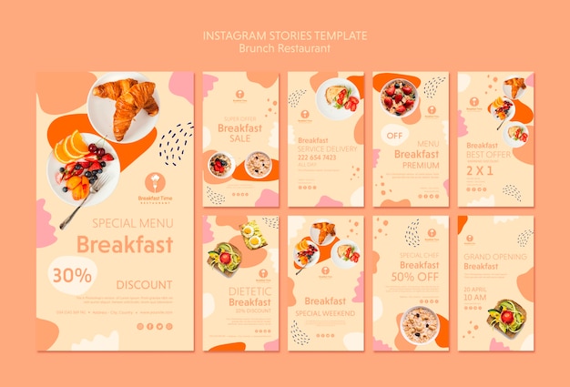 Free PSD instagram stories template with tasty food