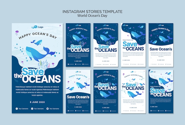 Free PSD instagram stories template with world ocean day