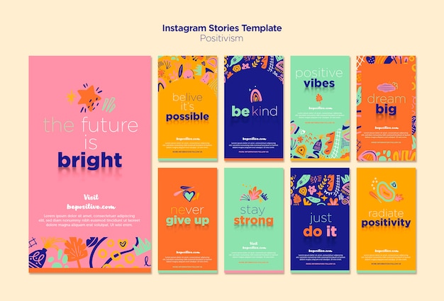 Free PSD instagram stories with positivism concept