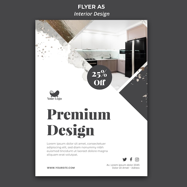 Interior design flyer template