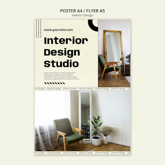 Free PSD interior design  flyer template