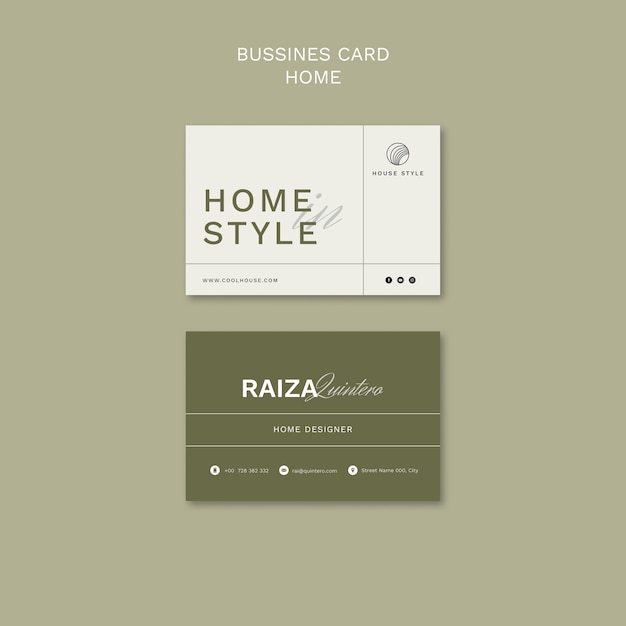 Free PSD interior design and home style horizontal business card template