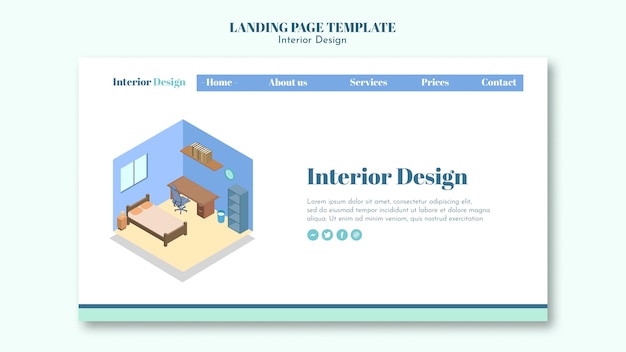 Free PSD interior design landing page template