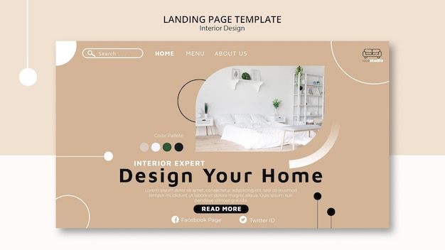 Free PSD interior design landing page template