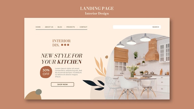 Free PSD interior design landing page template