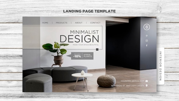 Free PSD interior design landing page