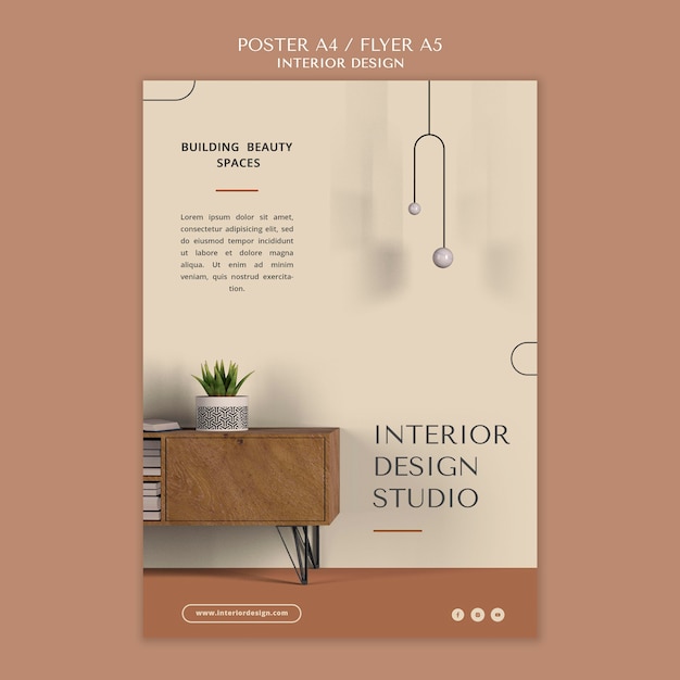 Free PSD interior design poster flyer template