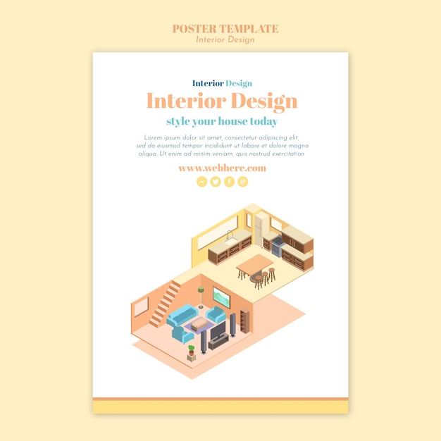 Free PSD interior design poster template