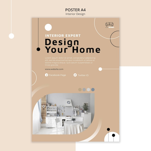 Interior design poster template