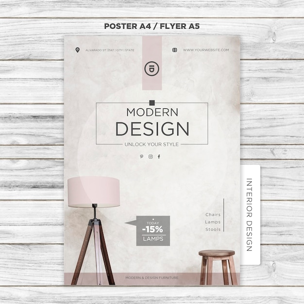 Free PSD interior design poster template