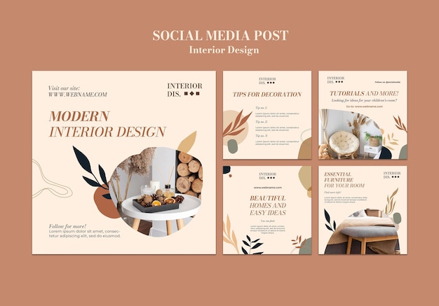 Interior design social media post template