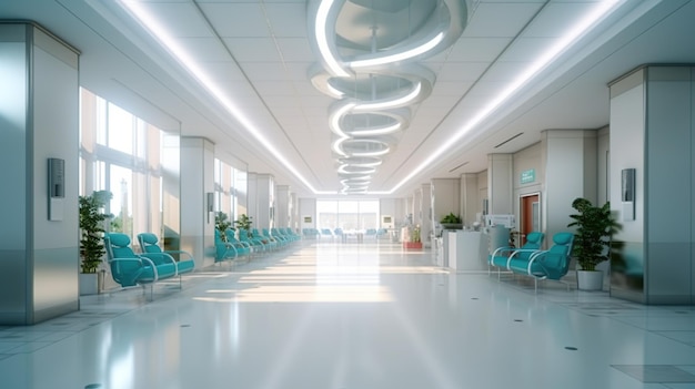 Free PSD interior of luxury hospital hall generative ai