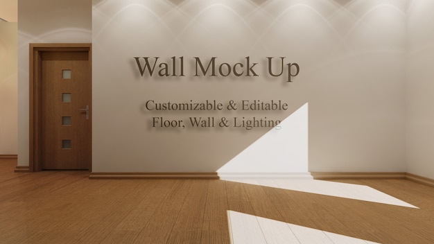 Free PSD interior mock up with editable sunlight, floor and walls