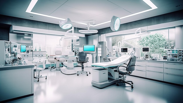 Free PSD interior of modern medical office with doctor39s workplace generative ai