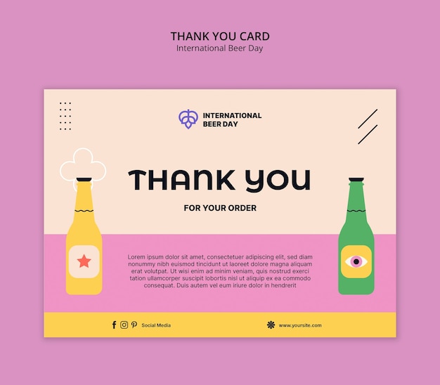 International beer day celebration card template