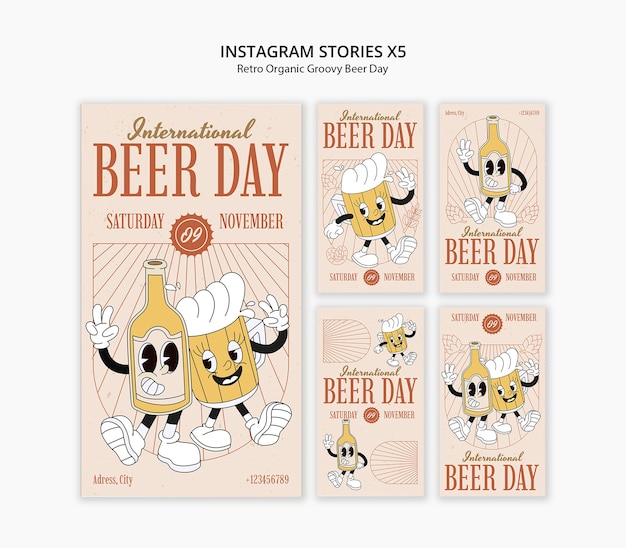 Free PSD international beer day celebration  instagram stories