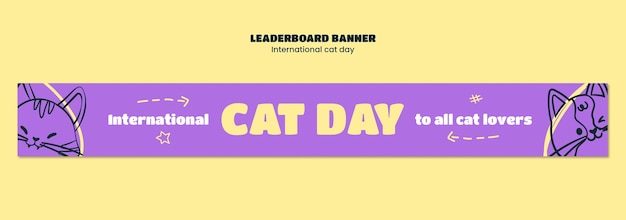 Free PSD international cat day celebration template