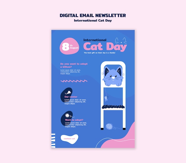 Free PSD international cat day celebration template