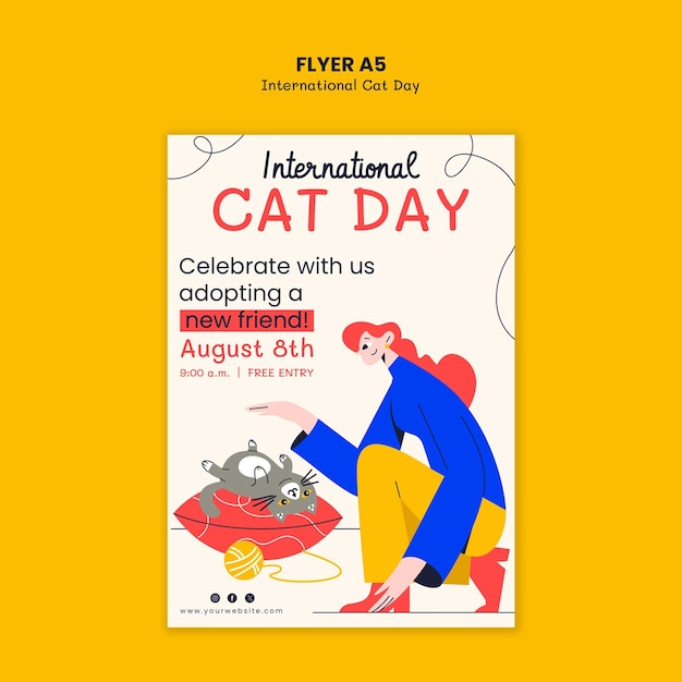 Free PSD international cat day template design