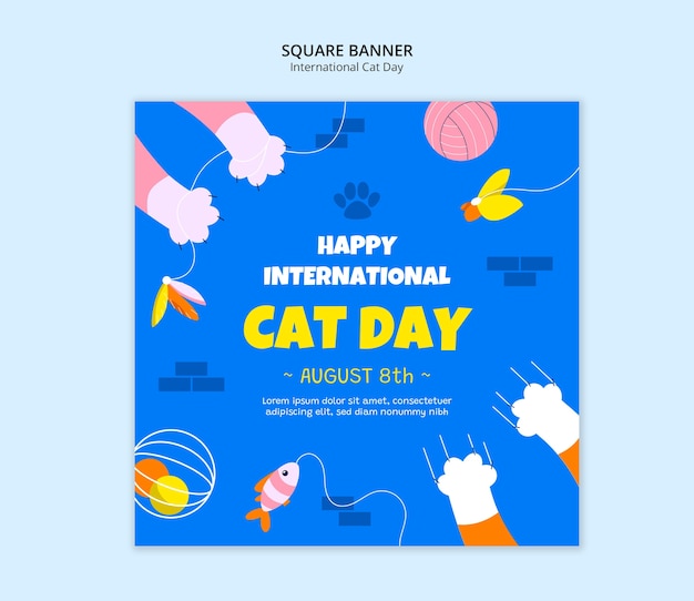 Free PSD international cat day template design