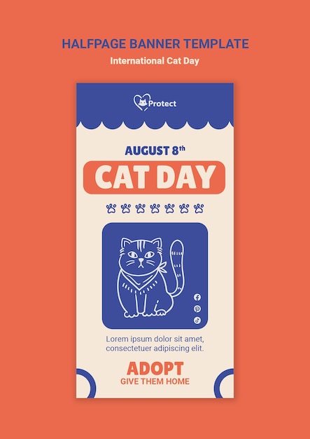 Free PSD international cat day template design