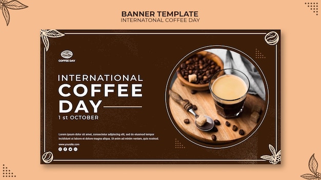 Free PSD international coffee day banner concept template