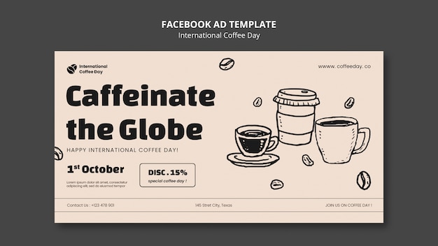 Free PSD international coffee day facebook template