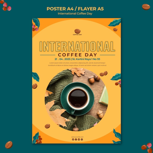 Free PSD international coffee day flyer template