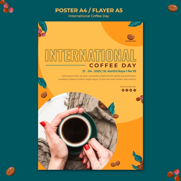 International coffee day flyer theme