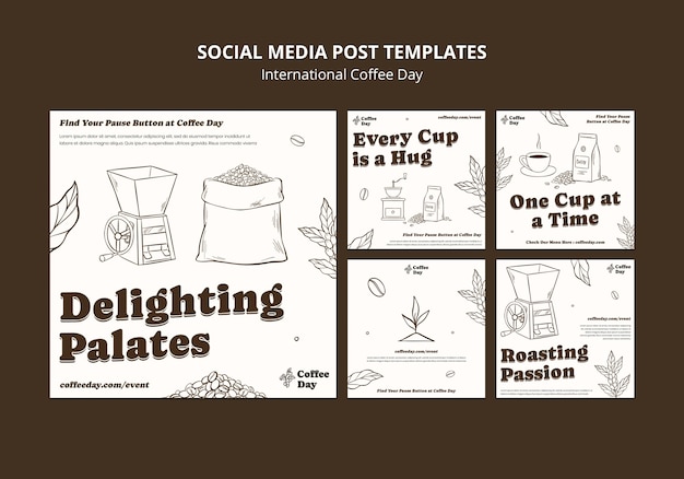 Free PSD international coffee day  instagram posts template