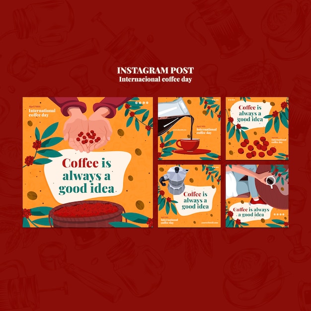 Free PSD international coffee day instagram posts