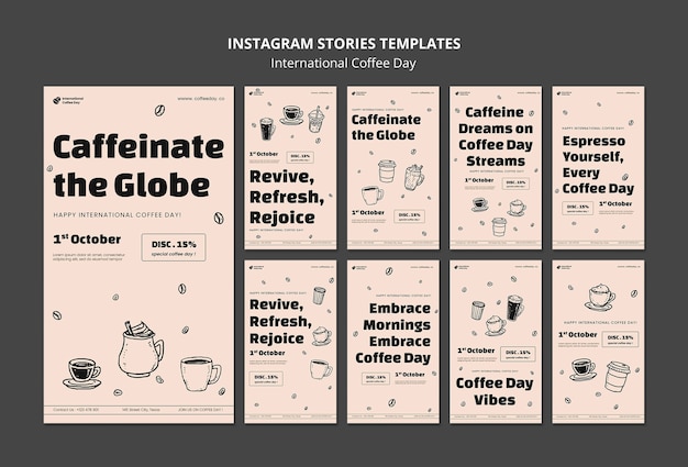 Free PSD international coffee day instagram stories