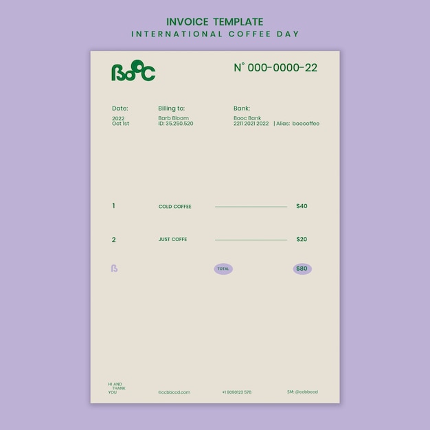 Free PSD international coffee day invoice template