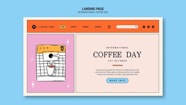 International coffee day landing page template