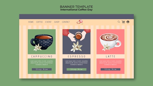 International coffee day landing page template