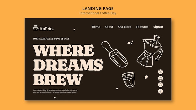 Free PSD international coffee day landing page template